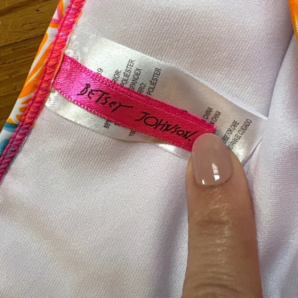 Betsey Johnson Swimsuit Kids‎ Pink Citrus Fruit Smocked Ruffle Bikini SIZE 14 - Picture 6 of 7